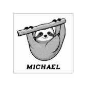 Name パーソナライズされた Cute Sloth on a Branch ラバースタンプ (インプリント)