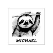 Name パーソナライズされた Cute Sloth on a Branch ラバースタンプ (インプリント)