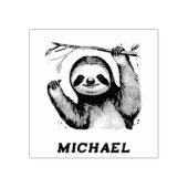 Name パーソナライズされた Cute Sloth on a Branch ラバースタンプ (インプリント)
