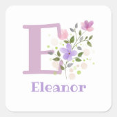 Name パーソナライズされた EleanorとFirstイニシャル。 スクエアシール (正面)