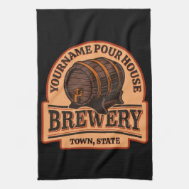 NAME パーソナライズされた Old Oak Barrel Beer Keg Brewery キッチンタオル