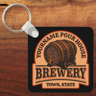 NAME パーソナライズされた Old Oak Barrel Beer Keg Brewery キーホルダー