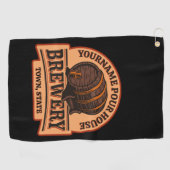 NAME パーソナライズされた Old Oak Barrel Beer Keg Brewery ゴルフタオル (横)