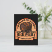 NAME パーソナライズされた Old Oak Barrel Beer Keg Brewery ポストカード (スタンド正面)