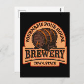 NAME パーソナライズされた Old Oak Barrel Beer Keg Brewery ポストカード (正面/裏面)