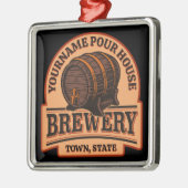 NAME パーソナライズされた Old Oak Barrel Beer Keg Brewery メタルオーナメント (左)