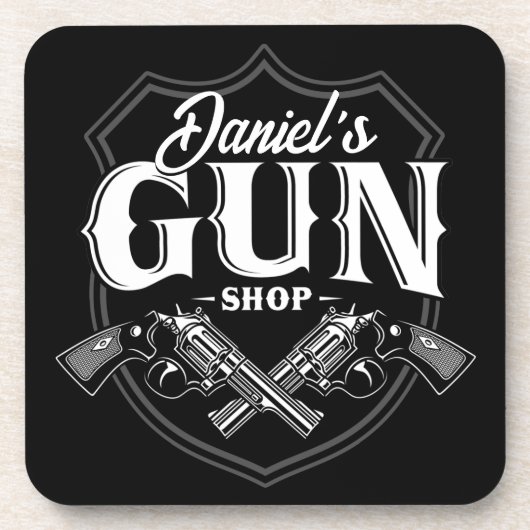 NAME パーソナライズされた Old Revolvers Gun Shop銃器 コースター (正面)