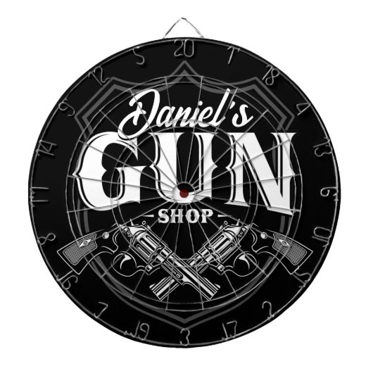 NAME パーソナライズされた Old Revolvers Gun Shop銃器 ダーツボード (正面)