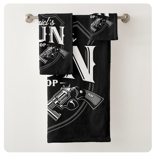 NAME パーソナライズされた Old Revolvers Gun Shop銃器 バスタオルセット