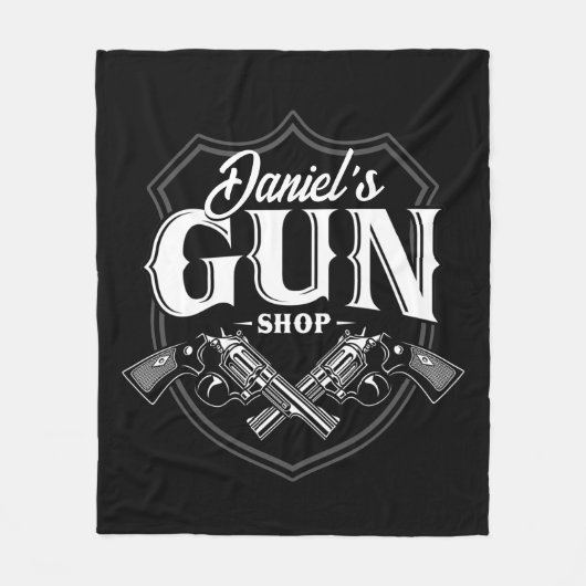 NAME パーソナライズされた Old Revolvers Gun Shop銃器 フリースブランケット (正面)