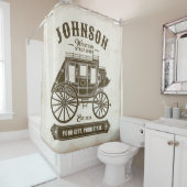 NAME パーソナライズされた Old Western Stagecoach Carriage シャワーカーテン (インサイチュ)