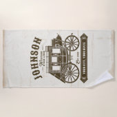NAME パーソナライズされた Old Western Stagecoach Carriage ビーチタオル (正面)