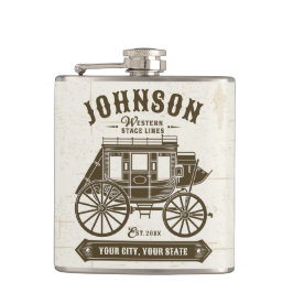 NAME パーソナライズされた Old Western Stagecoach Carriage フラスク