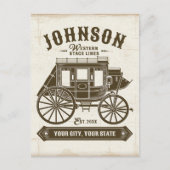 NAME パーソナライズされた Old Western Stagecoach Carriage ポストカード (正面)