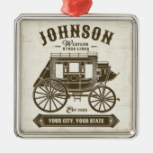 NAME パーソナライズされた Old Western Stagecoach Carriage メタルオーナメント (正面)