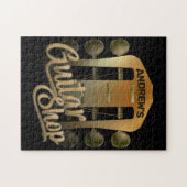 NAME パーソナライズされた Rock Music Guitar Shopミュージシャン ジグソーパズル (横)