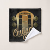 NAME パーソナライズされた Rock Music Guitar Shopミュージシャン バスタオルセット (ウォッシュタオル)