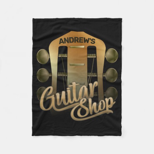 NAME パーソナライズされた Rock Music Guitar Shopミュージシャン フリースブランケット (正面)