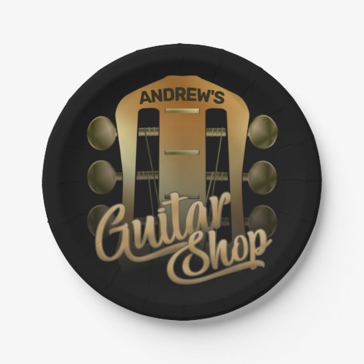 NAME パーソナライズされた Rock Music Guitar Shopミュージシャン ペーパープレート (正面)