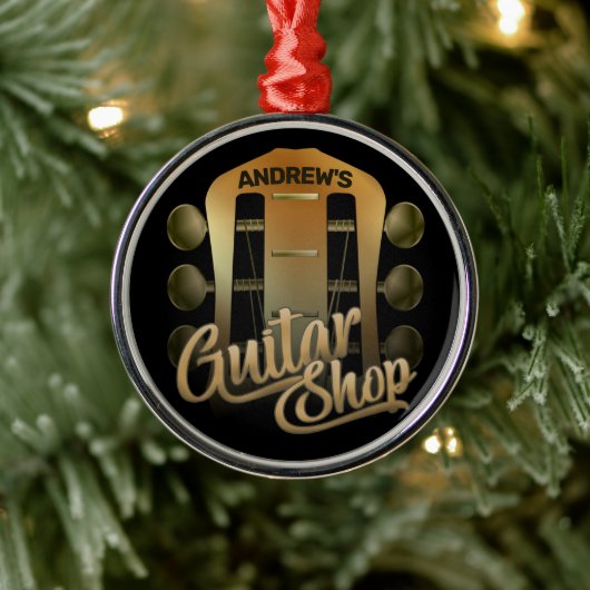 NAME パーソナライズされた Rock Music Guitar Shopミュージシャン メタルオーナメント (ツリー)