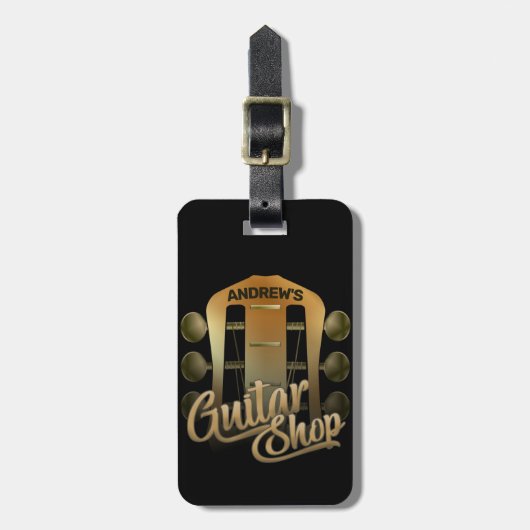 NAME パーソナライズされた Rock Music Guitar Shopミュージシャン ラゲッジタグ (正面縦)