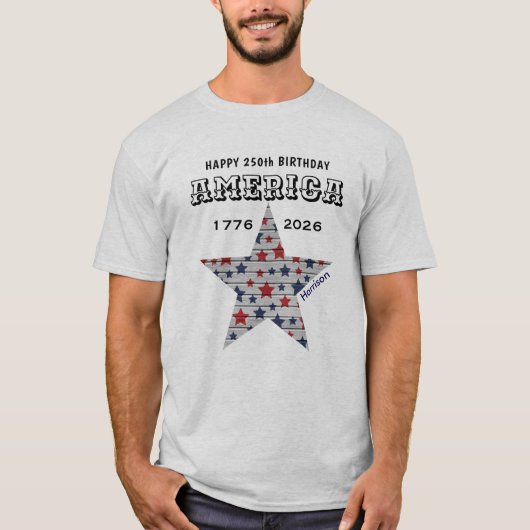 Name || 250th Happy Birthday America Ash Grey Tシャツ (正面)