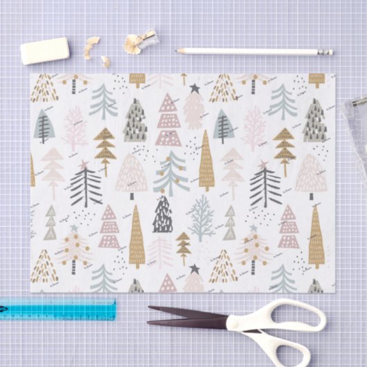 Name, 3pc Tissue Paper Rustic Winter Holiday Trees 薄葉紙 (クラフト)