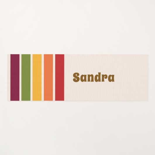 Name, 70s Retro Colors Stripe Panels ヨガマット (正面(横))