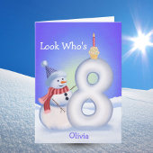 Name 8th Birthday Snowman Snowy Eight  カード