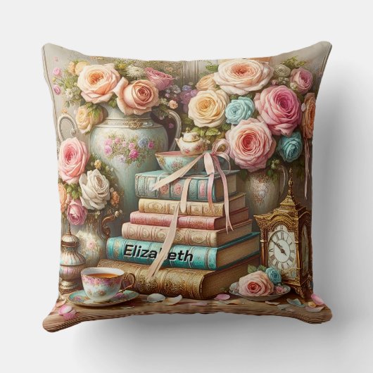 Name, A Good Book, Cup of Tea, Readers クッション (裏面)