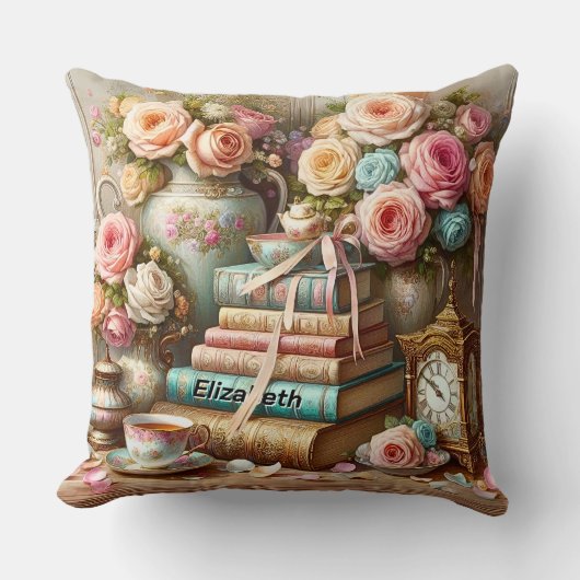 Name, A Good Book, Cup of Tea, Readers クッション (正面)