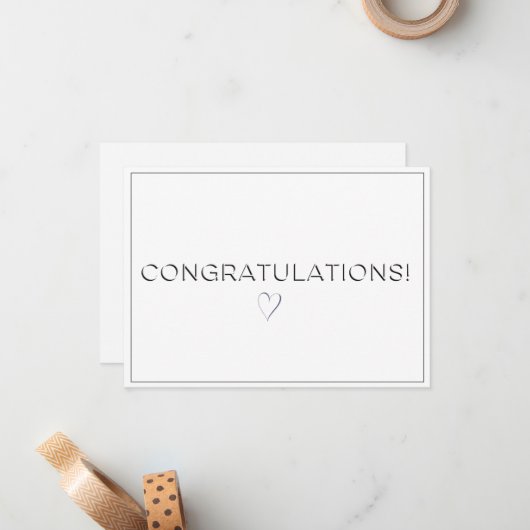 Name, Address || Bright White Congratulations Flat ノートカード (正面/裏面インサイチュ)