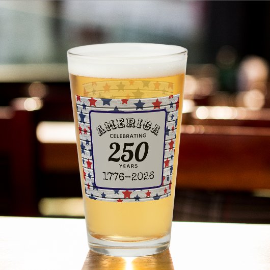 Name, America Celebrating 250 years 1776-2026 Pint タンブラーグラス