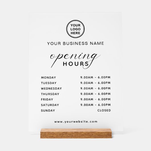 Name and Logo Business Opening Time Table Top アクリルサイン (正面)
