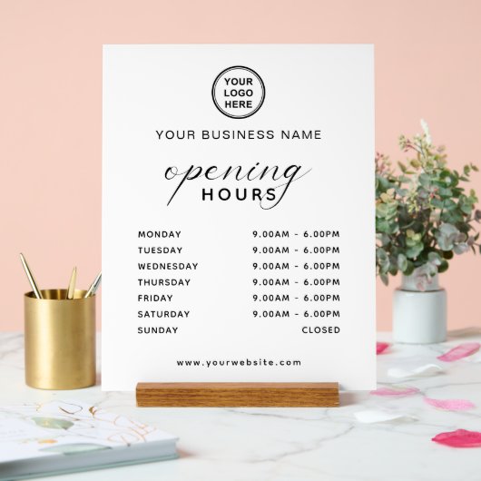 Name and Logo Business Opening Time Table Top アクリルサイン (ウェディング)