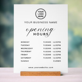Name and Logo Business Opening Time Table Top アクリルサイン