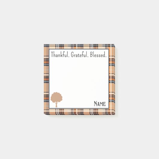 Name, Autumn Fall Plaid Thankful ポストイット (正面)
