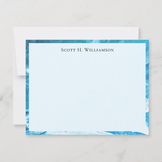 Name || Azure Blue Abstract Painting Frame ノートカード (正面)