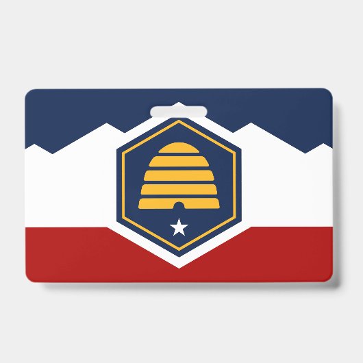 Name Badge with flag of Utah, USA バッジ (Front)