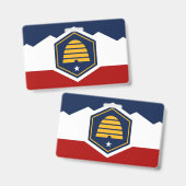 Name Badge with flag of Utah, USA バッジ (Front & Back)