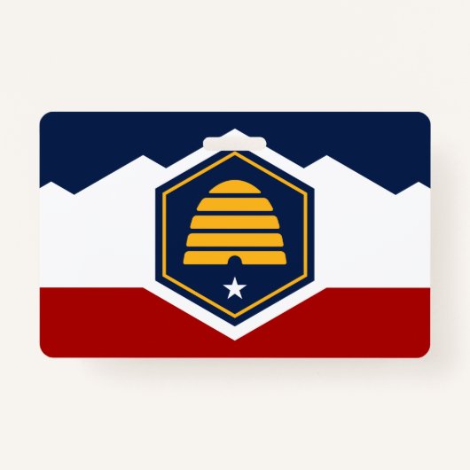Name Badge with flag of Utah, USA バッジ (正面)