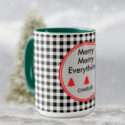 Name, Black & White Buffalo Check 15oz. Combo マグカップ