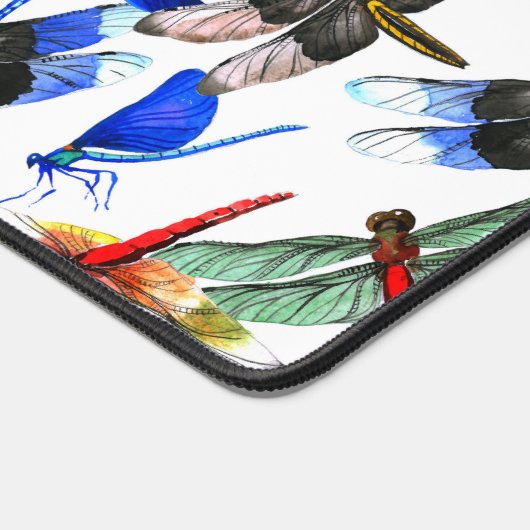 Name || Bright Watercolor Dragonfly Pattern  デスクマット (コーナー)