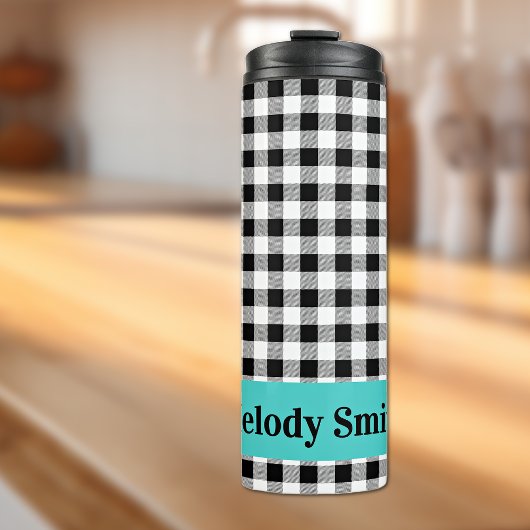 Name, Buffalo Check Turquoise 12oz Thermal Tumbler タンブラー