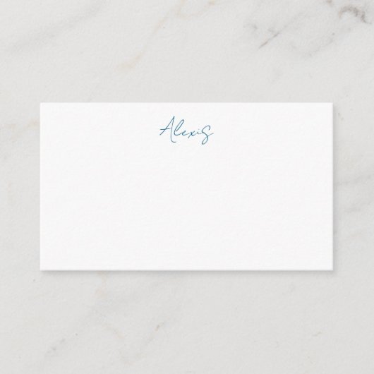 Name Calligraphy Script Plain Simple White Blue エンクロージャーカード (正面)