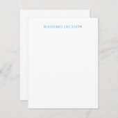 Name Calligraphy Script Plain Simple White Blue エンクロージャーカード (正面/裏面)