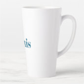 Name Calligraphy Script Plain Simple White Blue カフェラテマグ (右)