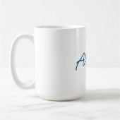 Name Calligraphy Script Plain Simple White Blue コーヒーマグカップ (左)