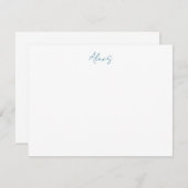 Name Calligraphy Script Plain Simple White Blue ノートカード (正面/裏面)