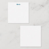 Name Calligraphy Script Plain Simple White Blue ノートカード (正面/裏面)